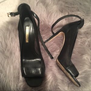 BCBGeneration Natalee Black Leather Peep Sandal